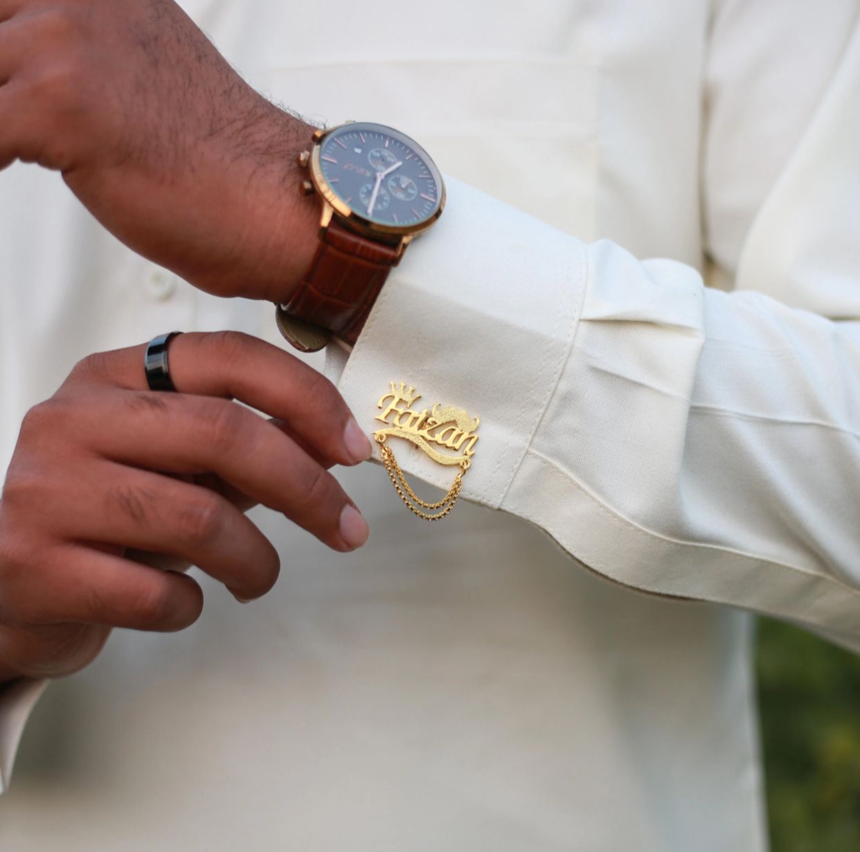 Customized Name Cufflinks 24k Gold Plated