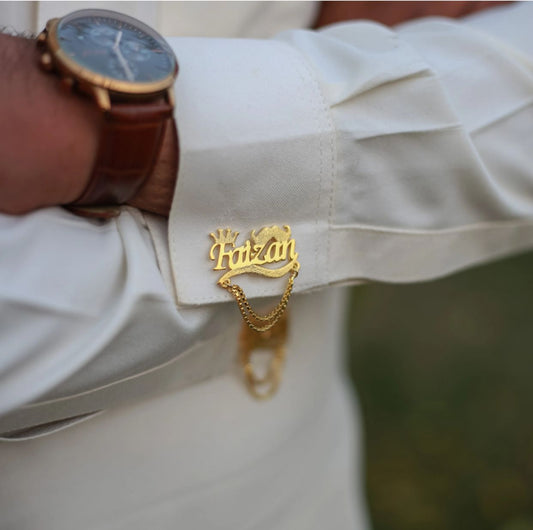 Customized Name Cufflinks 24k Gold Plated