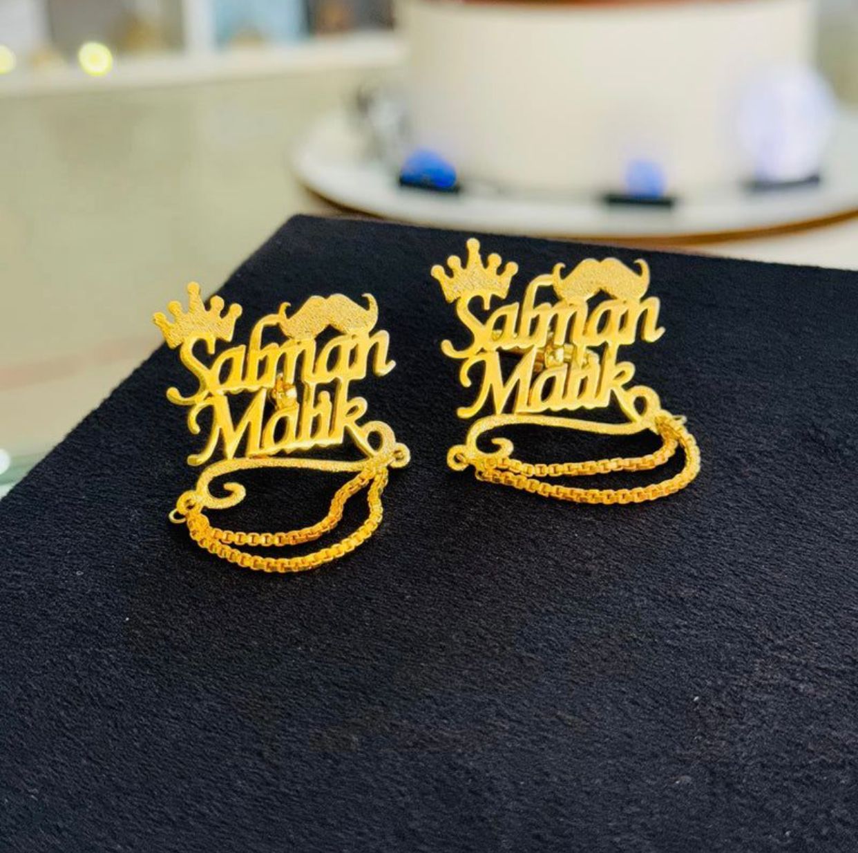 Customized Name Cufflinks 24k Gold Plated