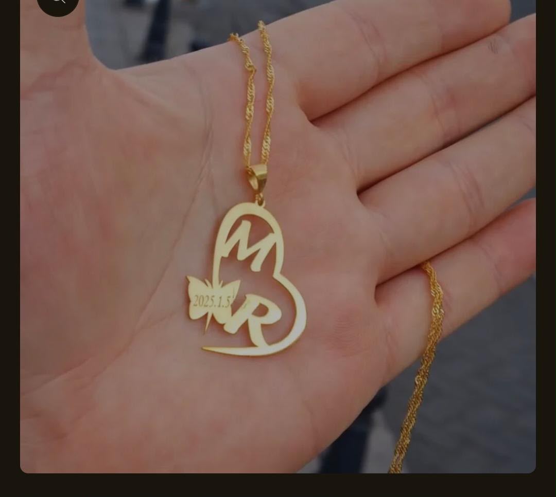 Beautiful Customize Name Heart Necklace 24k Gold Plated