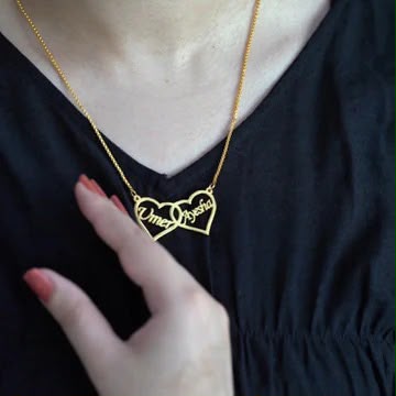 Beautiful Customize Name Heart Necklace 24k Gold Plated